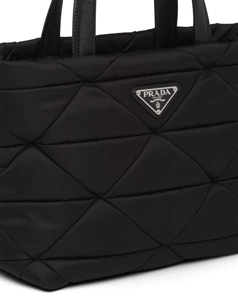 prada nylon tote bag with leather trim|Prada nylon tote with chain.